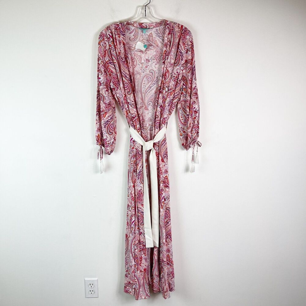 Melissa Odabash NWT Gabby Floral Tie Waist Kaftan Cover Up Pink Size XS - Picture 2 of 8